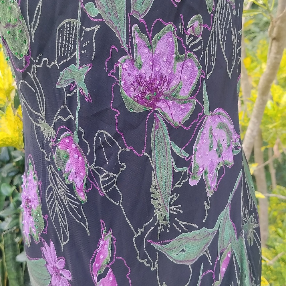 '90s Vintage Silk Maxi Tank Dress Size Small, Eva Blue Designer - Picture 3 of 11